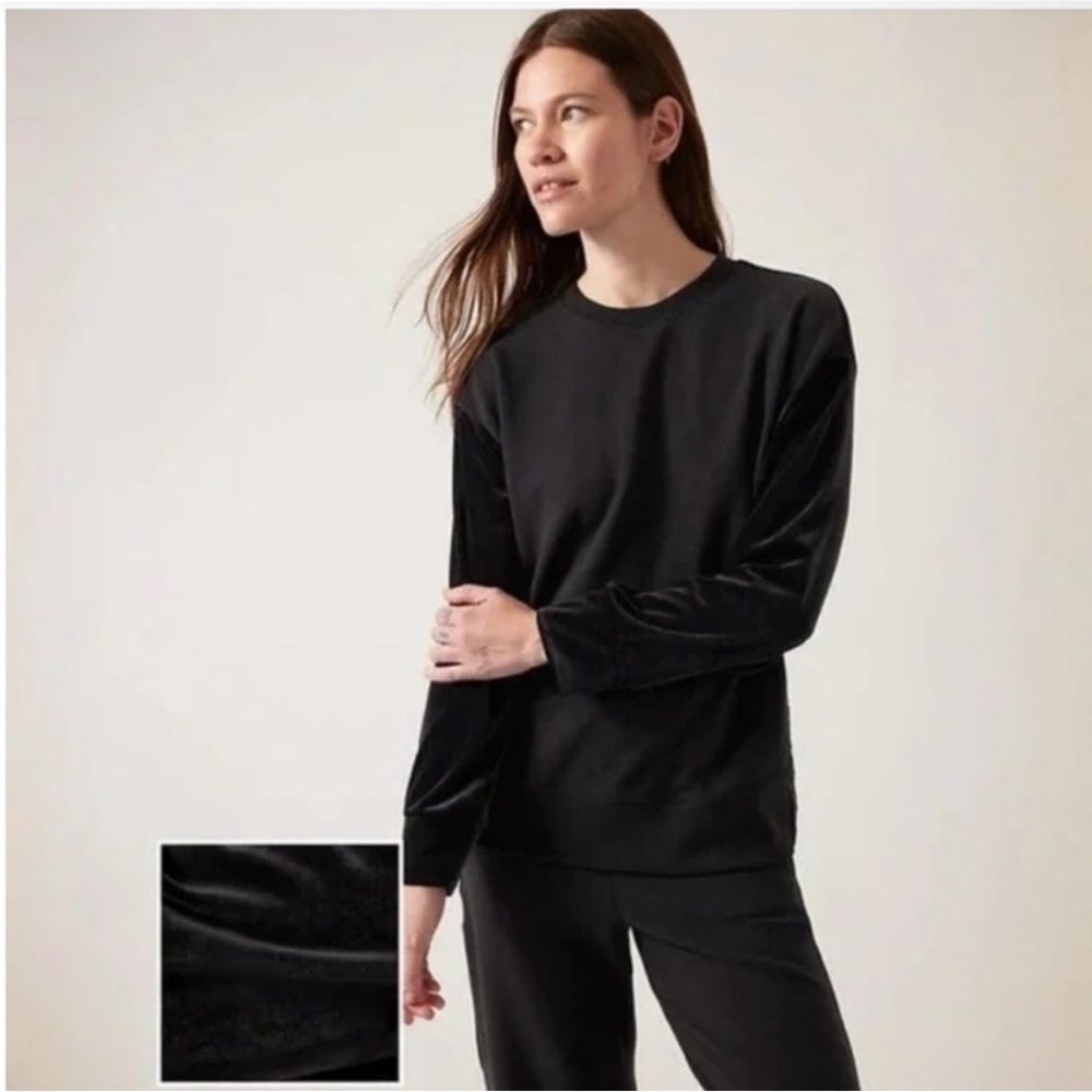 Athleta Black Retroplush Crewneck Sweatshirt - Size L